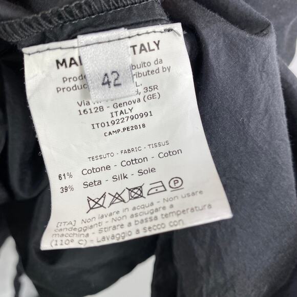 Rosso35 Women Wrap Dress Size 42/6 Black Silk Blend Short Sleeve Pockets Minimal - Picture 7 of 8